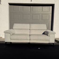 Living Spaces Power Reclining Sofa With Adjustable Headrest & Usb