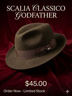 Not new Scalia Classico Godfather fedora in dark brown, size XLgrande