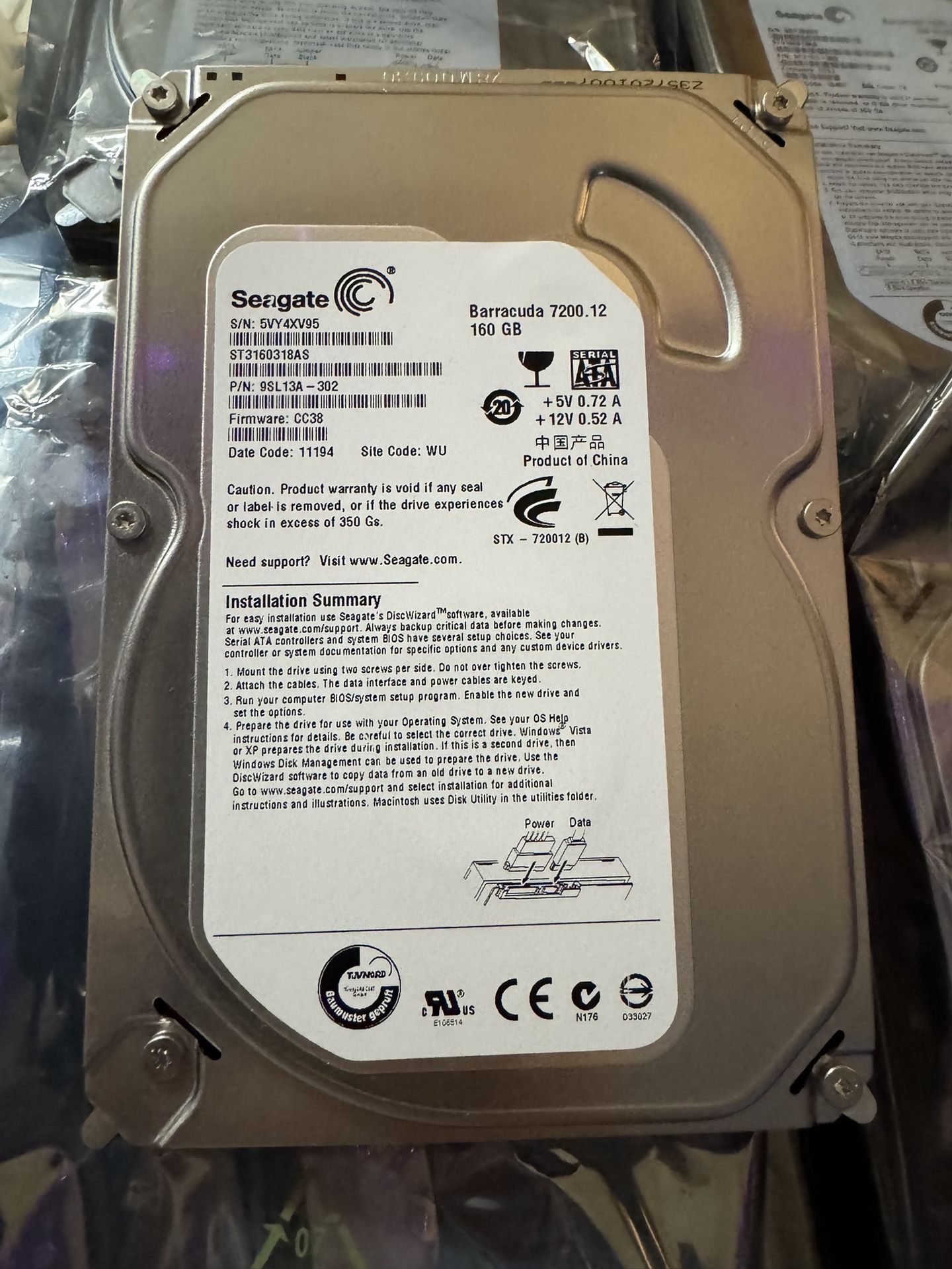 160GB Seagate Barracuda Internal Sata Hard Drives