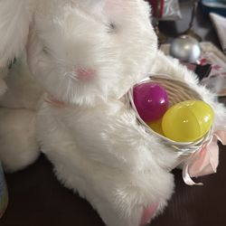 Vintage 1993  plush creations Easter Bunny with Wicker basket