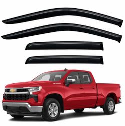 Window Visors Rain Guards For 2019-2026 Chevy Silverado/GMC Sierra 1500 Double Cab, Out-Channel Window Vent Wind Deflectors Visors Shades For 20-26 Si