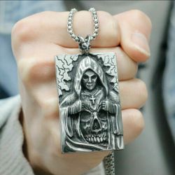 Necklace Gothic Dog Tag Necklace Mens Cross Skull Pendant Stainless Steel Chain