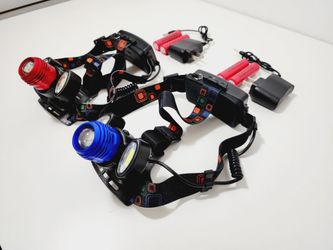 2pcs Super Bright LED Headlamp T6 COB LED Headlight 4 Modes Zoomable Torch Flashlight