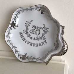 Vintage Lefton 25th Silver Anniversary dish