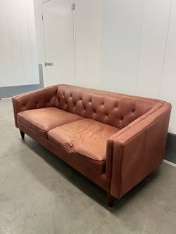Article Tufted Leather Sofa, Cognac, Apartment-Sized