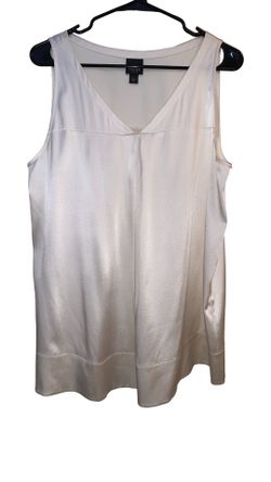 Eileen Fisher Silk Georgette Crepe Pleated Tank Top Size Petite Large
