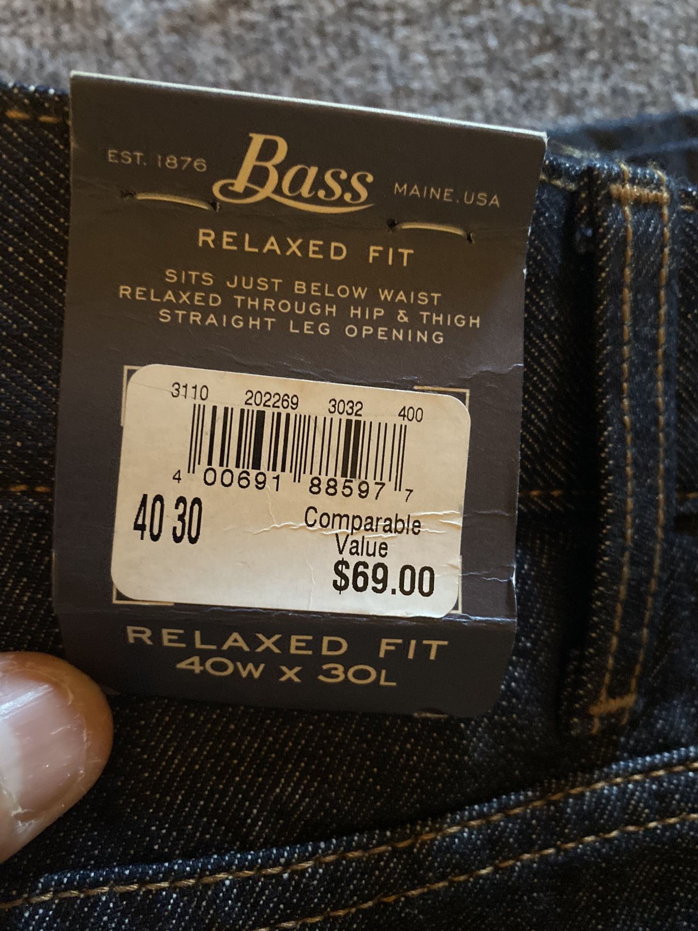Brand New Bass Jeans Size 40x30
