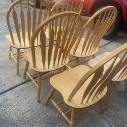 6 Solid Wooden Chairs 
