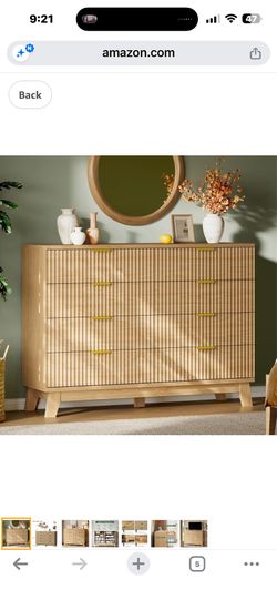 Xixini Fluted Dresser with 8 Drawers, 54" Wide Modern Chest of Drawers with Metal Handle, Wooden Dresser TV Stand, Wood Closet Clothes Storage Organiz