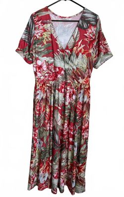 Lascana Women's Midi Dress Size 12 Large Tropical Floral Coquette Girl Cottage