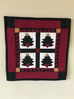 NEW 16" Square Quilted Christmas Tree Wall Hanging