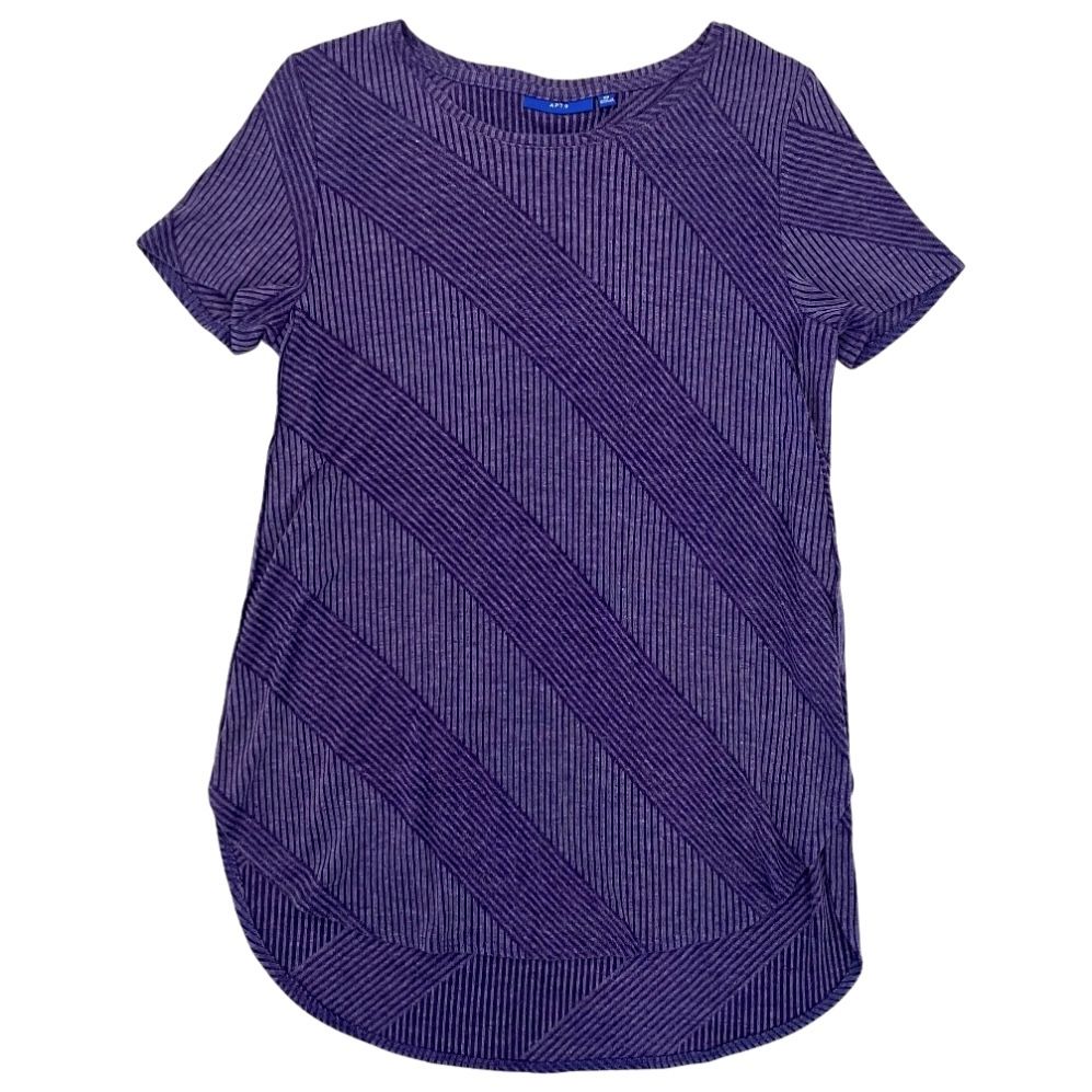 Apt 9 Tunic Tee Womens XS Purple Short Sleeve Stretch Side Slits Textured