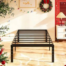 14 Inch Twin Size Bed Frame, Heavy Duty Metal Platform, No Box Spring Needed, St