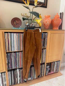 PRICE DROP: VTG.,NWT, KENAR LEATHERS lined, SUEDE STIRRUP PANTS, 2,MADE in USA