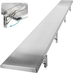 Folding Concession Stand Shelf 12" x 72" Spliced Style Stainless Steel Drop Down Serving Food Shelf, Easy to Clean & Space-Saving Concession Shelves f