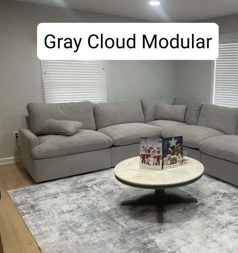 Gray Cloud Modular Sectional Couch Sofa