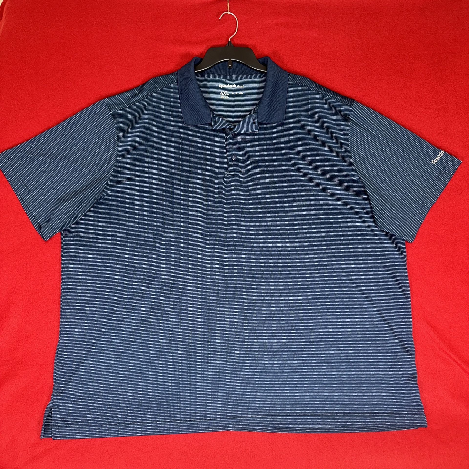 Reebok Golf Polo Shirt Mens 4XL Blue Striped Short Sleeve Performance Adult