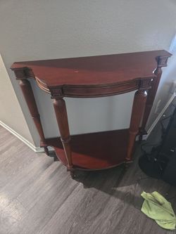 Cherry Wood Demilune Console Table