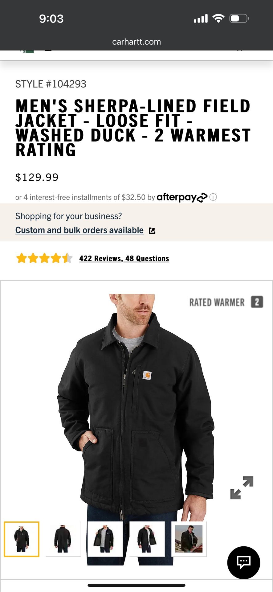 Carhart sherpa lined jacket 2xl