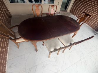 Vintage Mahogany Dining Table Set with 6 chairs