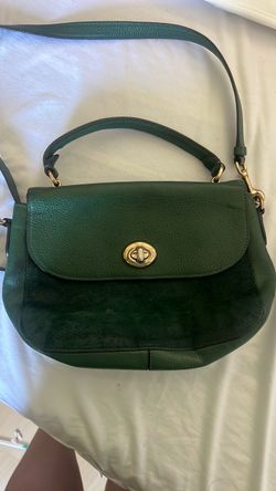 Coach leather and suede top handle satchel