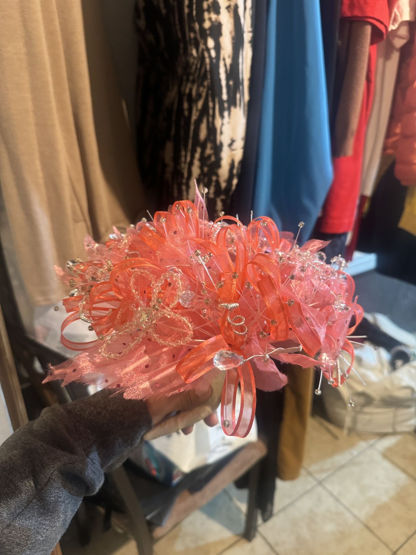 Coral Quinceañera/wedding Bouquet/ Ramo