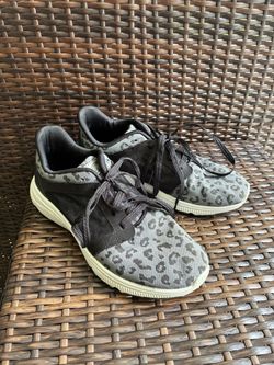Gray Leopard Print Lace-Up Sneakers