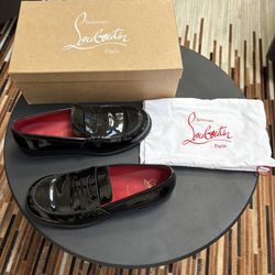 Christian Louboutin Glossy Black Men's Loafers Size 44