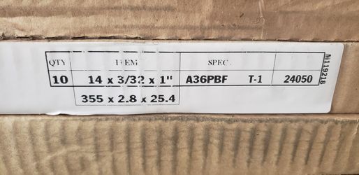 14" metal cut off wheels table saw cuts all metals/steel only $5 Contact Me If Youre Interested