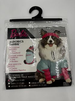 Barbie Dog Costume NEW size XS Aerobics Barbie Shirt Sweatband Halloween