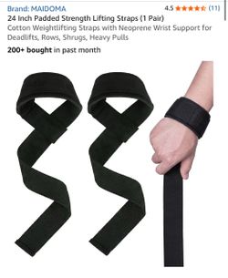 MAIDOMA 24-Inch Padded Weightlifting Straps (1 Pair)