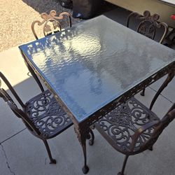 Wrought Iron Patio Table & Chair Set 