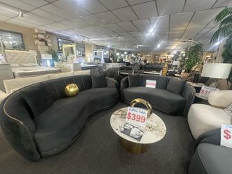 Brand new grays or biege velvet sofa and loveseat