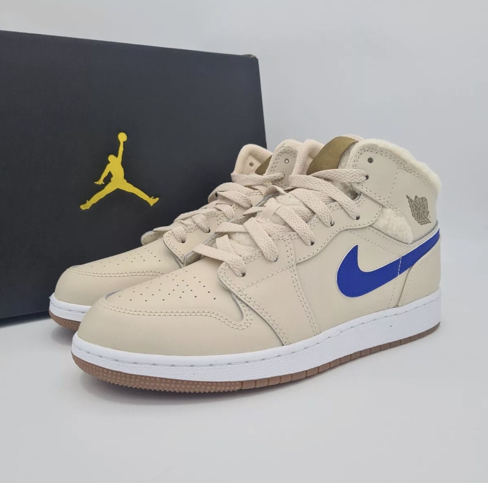 Nike Air Jordan 1 Mid Fleece Pearl White Racer Blue DO2207-264 GS Size 6Y BRAND NEW WITH BOX
