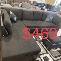 7by9 Black Color Sectional  Financing Available 