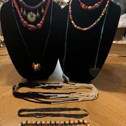 Unique Multi-Cultural Wooden And Beaded Costume Jewelry