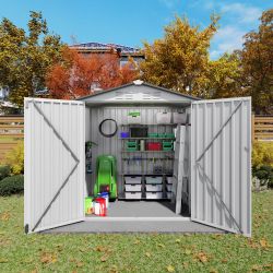 6X3.5FT Metal Storage Shed,Tool Shed with Peaked Roof Waterproof with Clear Window and Lockable Door Compact Tool Shed for Garden, Backyard,Patio,Sund