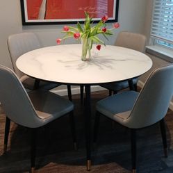 Round Dining Table + 6 Dining Chairs