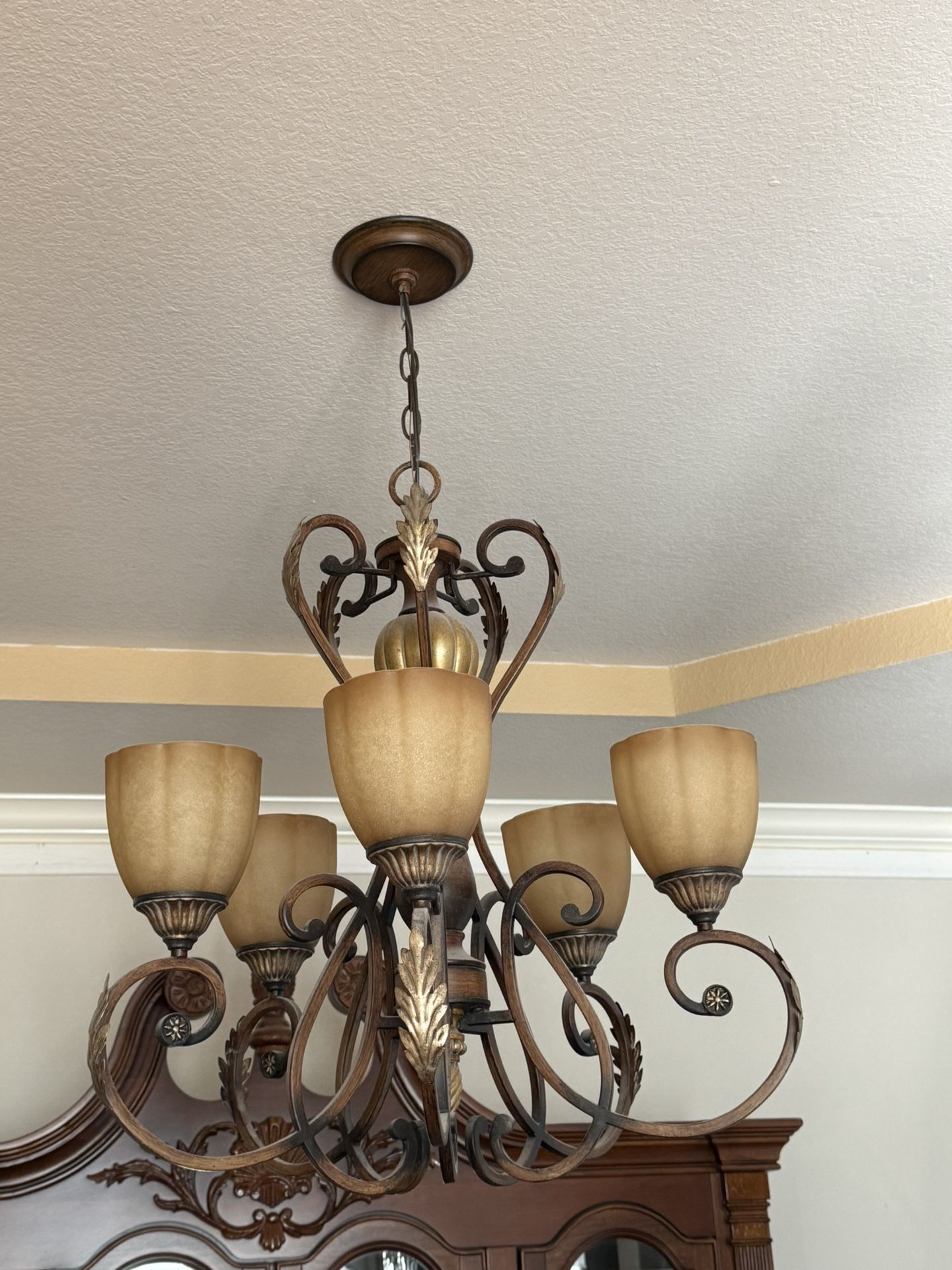 Beautiful Chandelier! High End! 5 Lights! Bronze.
