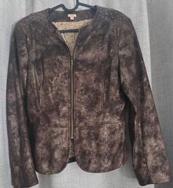 Reba Brown Zip-Up Jacket with Studs Size Small