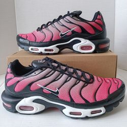 Size 13 Nike Air Max Plus 'All Day' Sunset Pulse/Black/Pink Men's Casual Sneakers 