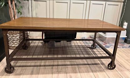 rustic coffee table w wheels