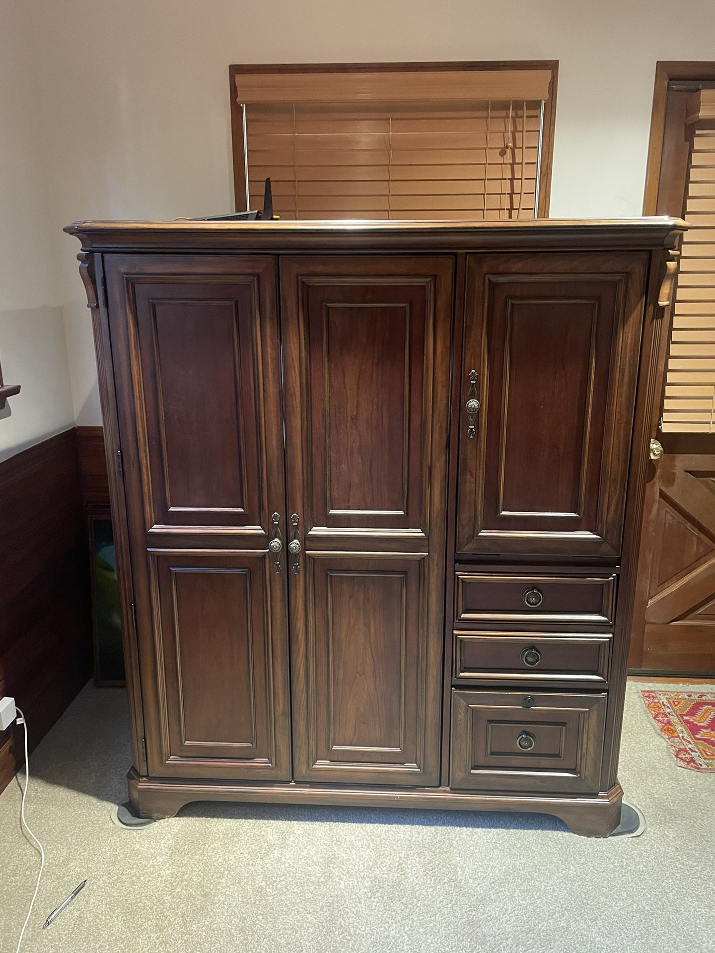Armoire Computer Cabinet  And Chair 
