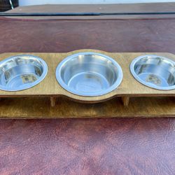 Tilted 3 Bowl Cat or Small Dog Modern Feeder