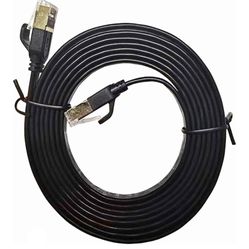 Snowy Black Cat7 Flat Cable Ethernet Cat 8 20m 7 RJ45 Network Cable Cat8 Patch Cord Fit Compatible Router Modem RJ 45 LAN Cable High Speed