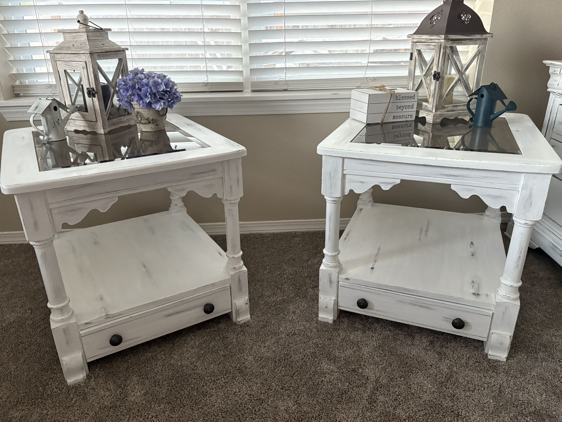 Custom Finished Shabby Chic End Tables / Nightstands