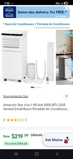 Antarctic Star 4-in-1 Portable Air Conditioner 5000 BTU