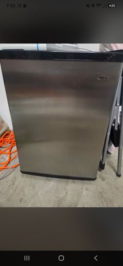 Midea metallic grey mini-fridge