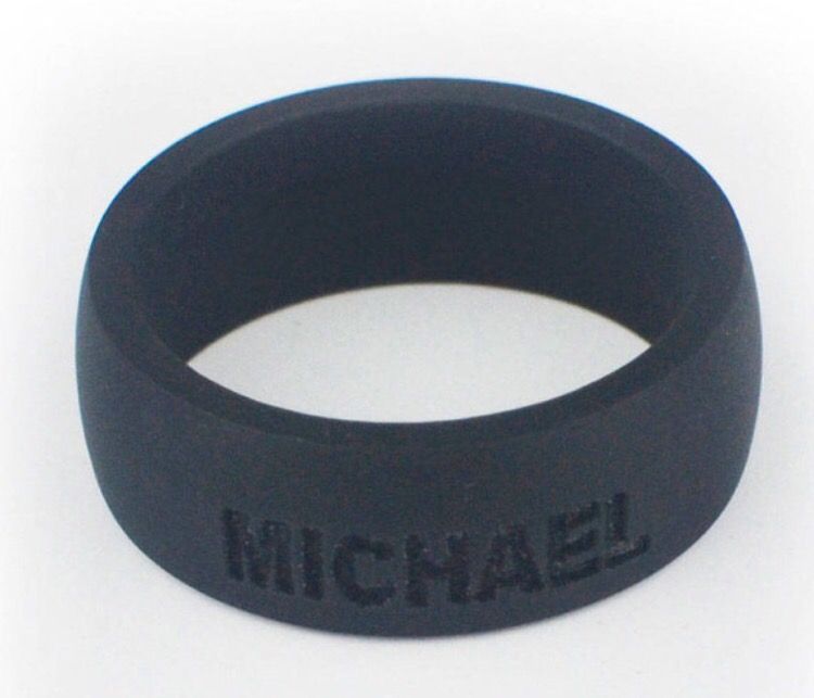 Personalized silicone ring crossfit fitness ring black 8.7 mm width 2 mm thickness