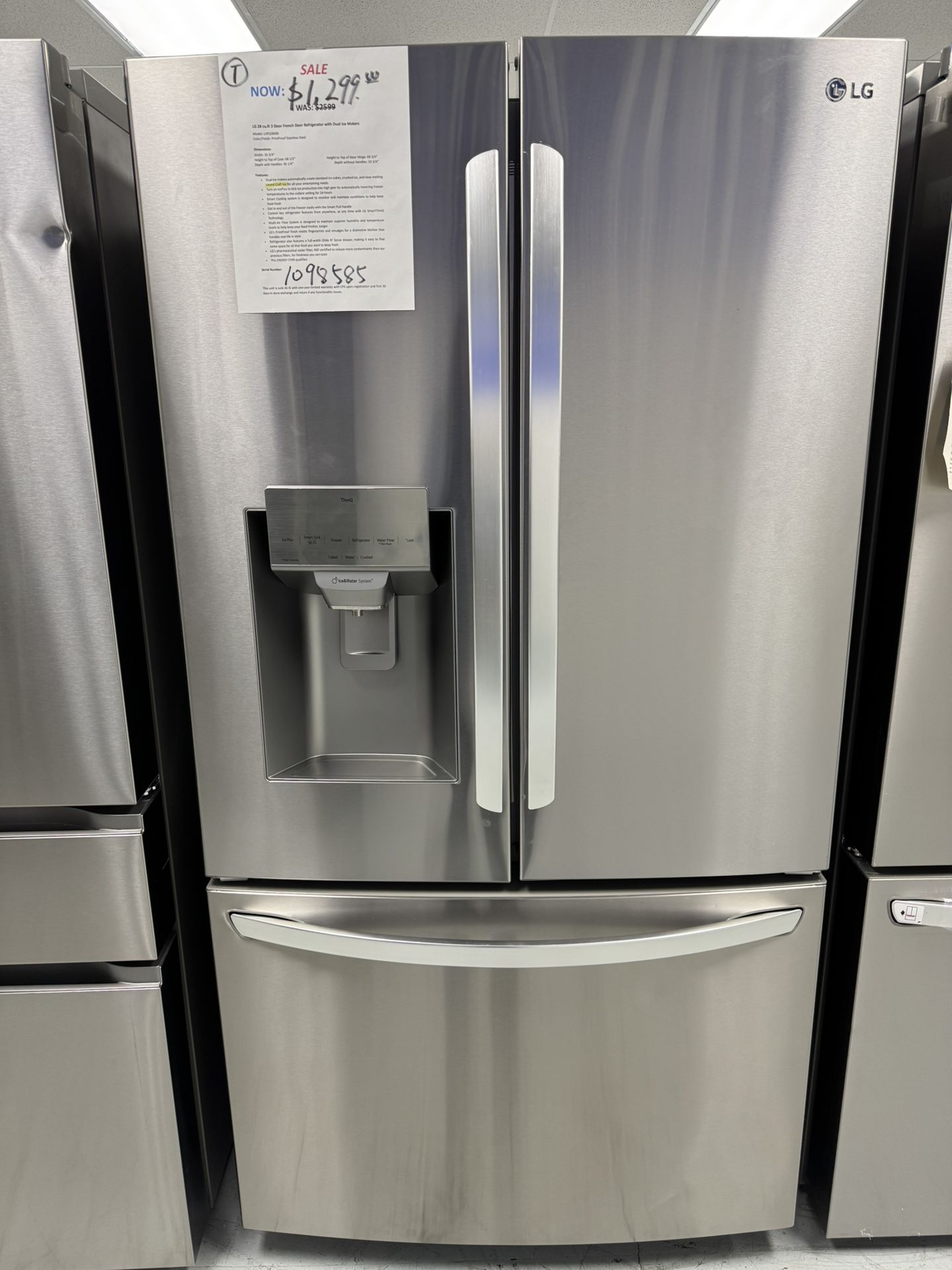 LG 28 Cu.ft Refrigerator With Dual Ice Maker